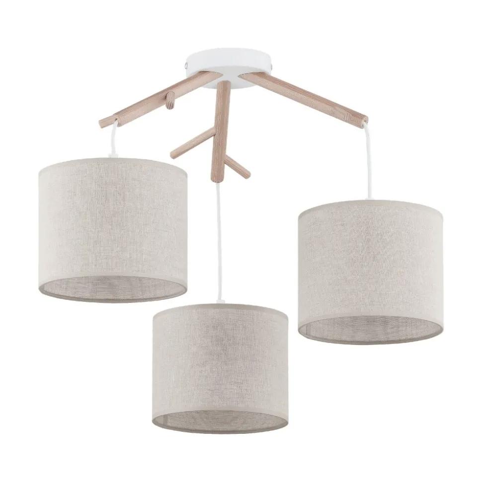 Lampa Sufitowa ALBERO Brązowy Beżowy Abażury 3xE27