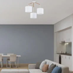 Lampa Sufitowa ALBERO Brązowy Biały Abażury 3xE27