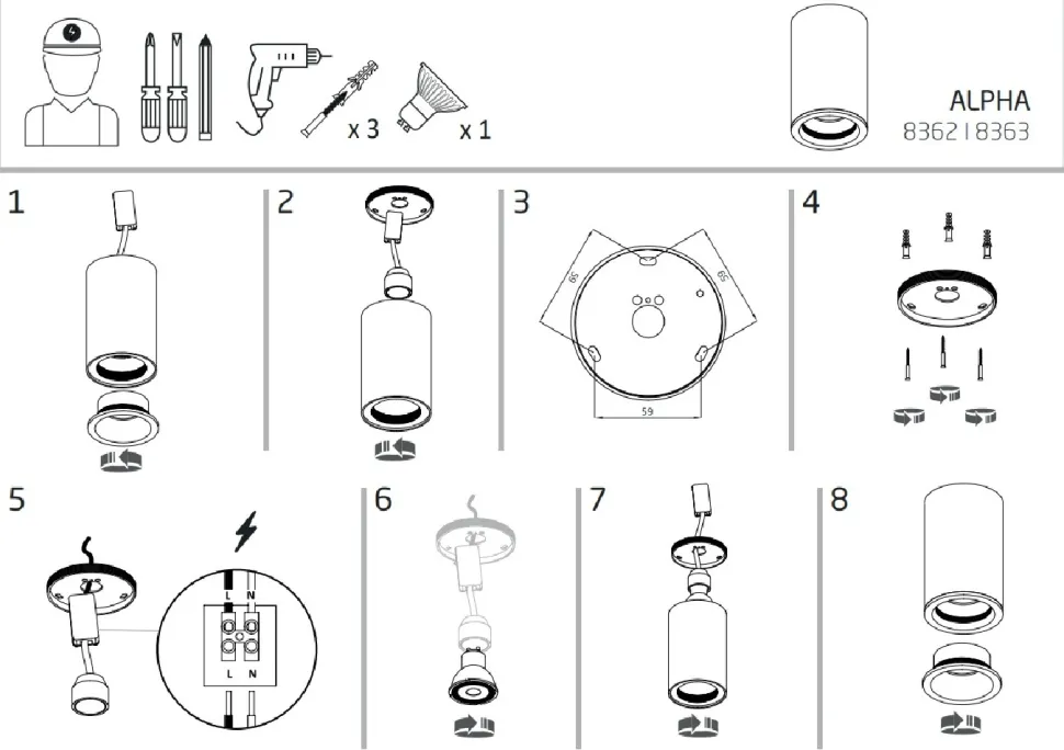 Lampa Sufitowa ALPHA Biały 1xGU10 IP54