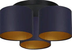 Lampa Sufitowa ARDEN Niebieski Złoty Abażur 3xE27
