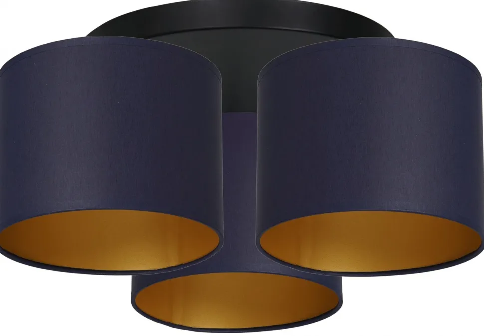 Lampa Sufitowa ARDEN Niebieski Złoty Abażur 3xE27