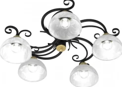 Lampa Sufitowa AURORA Czarny Złoty Szklany Klosz 5xE27
