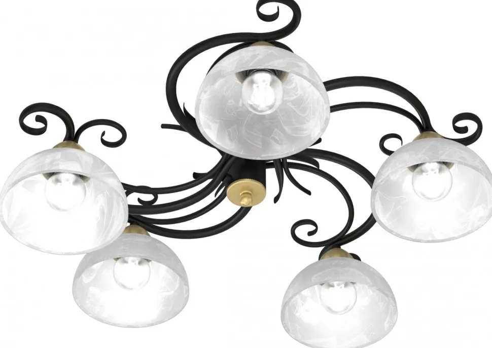 Lampa Sufitowa AURORA Czarny Złoty Szklany Klosz 5xE27