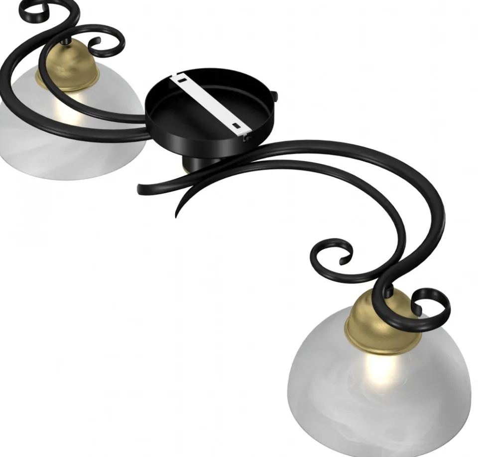 Lampa Sufitowa AURORA Czarny Złoty Szklany Klosz 2xE27