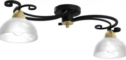 Lampa Sufitowa AURORA Czarny Złoty Szklany Klosz 2xE27