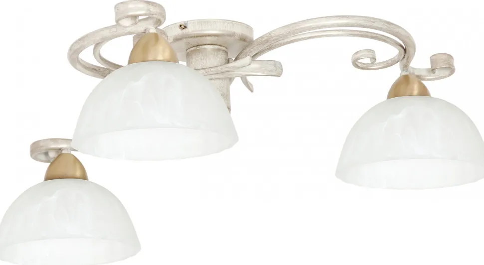 Lampa Sufitowa AURORA Kremowy Złoty Szklany Klosz 3xE27