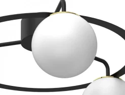 Lampa Sufitowa BALLO Czarny Złoty Szklany Klosz 3xE27