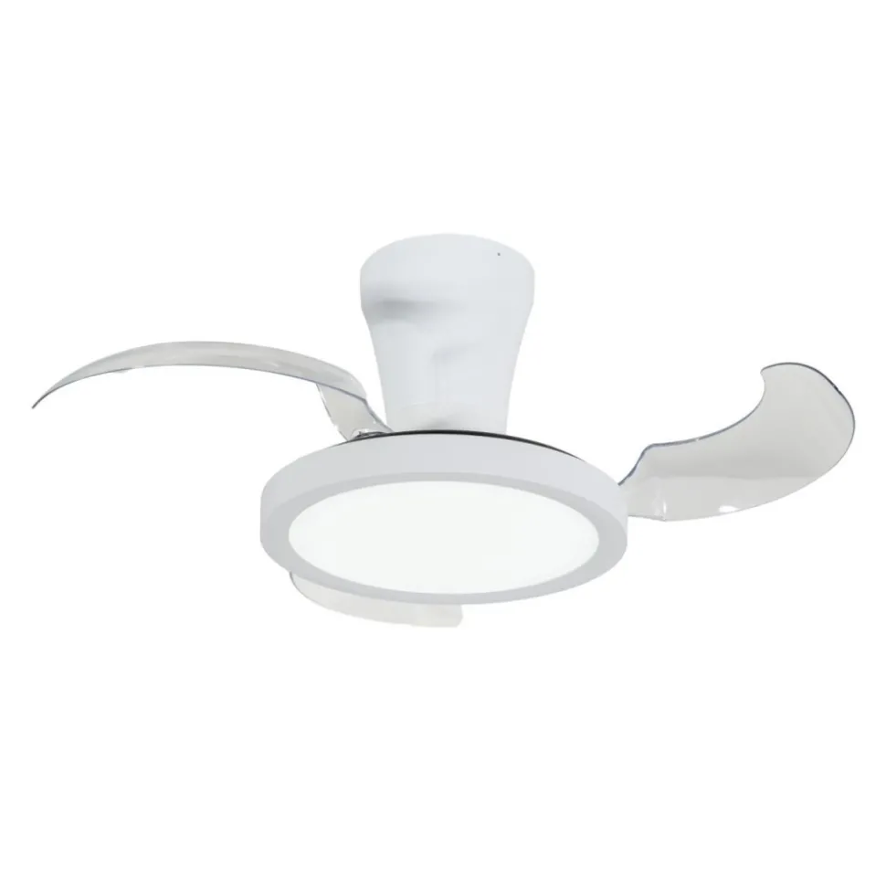 Lampa sufitowa BREEZE biała 1xLED z wiatrakiem i pilotem