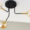 Lampa Sufitowa BURANO Czarny Bursztynowy Szklane Klosze 3xG9