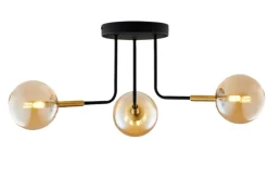 Lampa Sufitowa BURANO Czarny Bursztynowy Szklane Klosze 3xG9