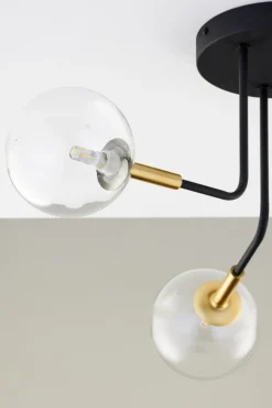 Lampa Sufitowa BURANO Czarny Transparentny Szklane Klosze 3xG9