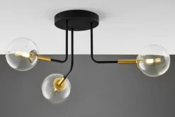 Lampa Sufitowa BURANO Czarny Transparentny Szklane Klosze 3xG9