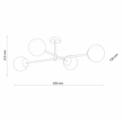 Lampa Sufitowa CADIX Złoty Szklane Klosze 4xG9