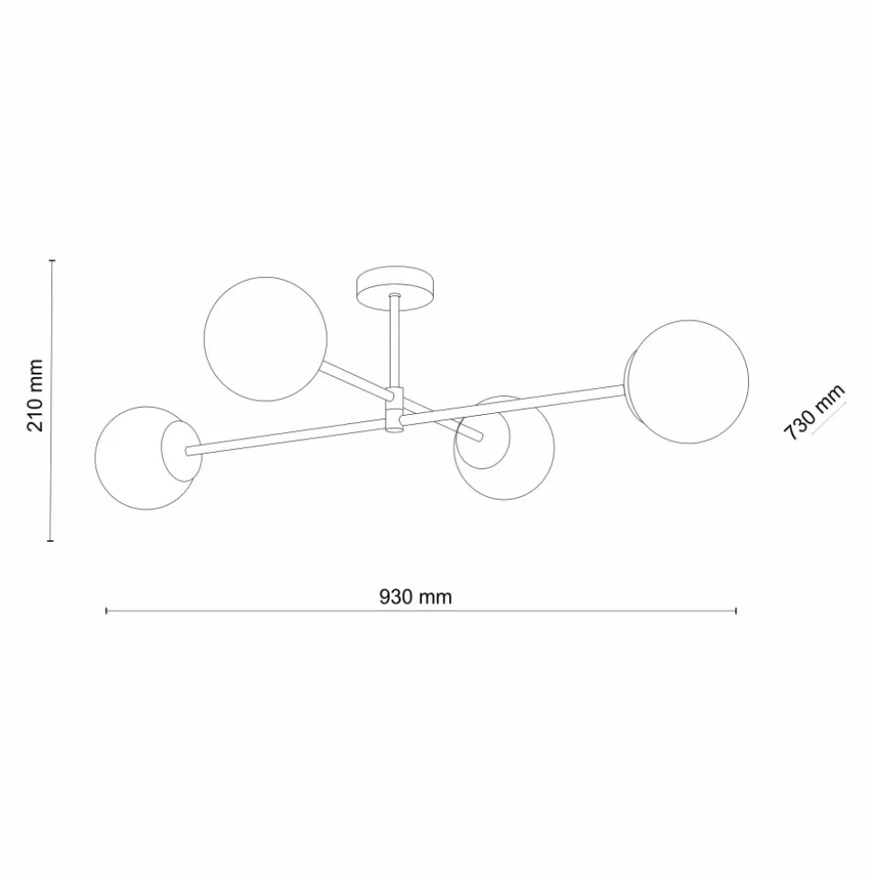Lampa Sufitowa CADIX Złoty Szklane Klosze 4xG9