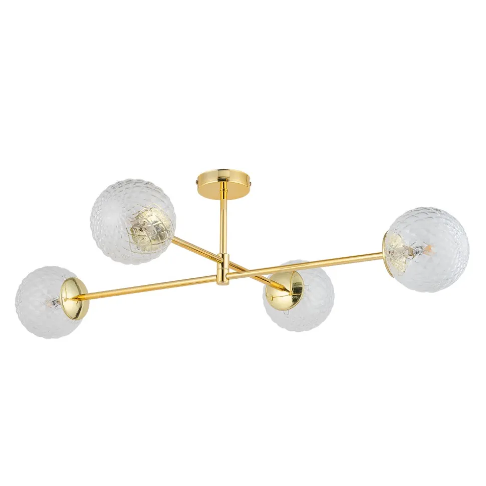 Lampa Sufitowa CADIX Złoty Szklane Klosze 4xG9