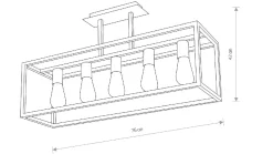 Lampa Sufitowa CRATE Czarny 5xE27 76cm