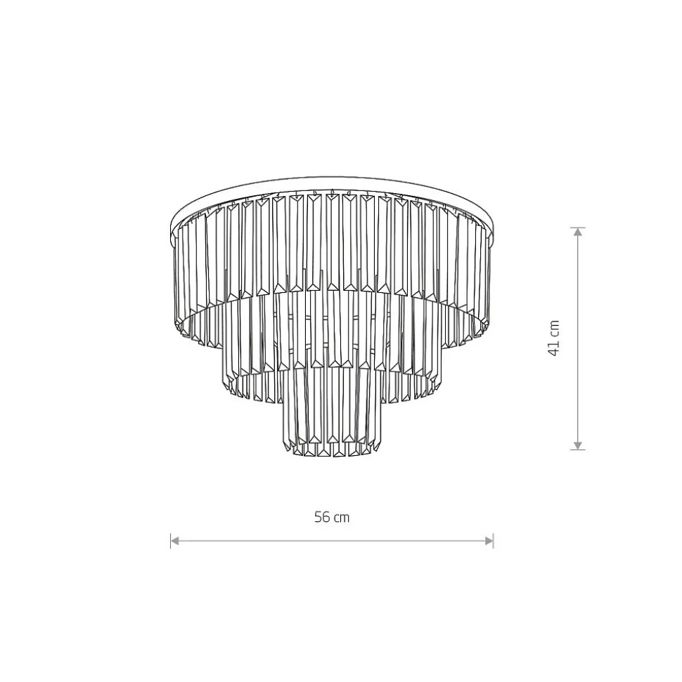 Lampa Sufitowa CRISTAL Czarny Szklane Kryształy 9xE14 56cm