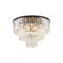 Lampa Sufitowa CRISTAL Czarny Szklane Kryształy 9xE14 56cm