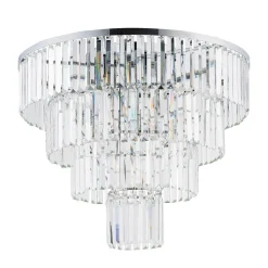 Lampa Sufitowa CRISTAL Srebrny Szklane Kryształy 12xE14 71cm