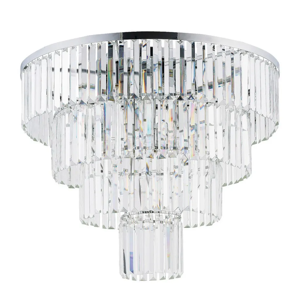 Lampa Sufitowa CRISTAL Srebrny Szklane Kryształy 12xE14 71cm
