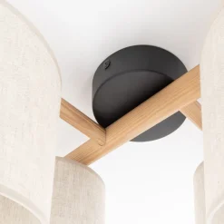 Lampa Sufitowa DEVA Brązowy Beżowy Abażury 4xE27