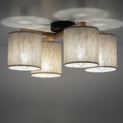 Lampa Sufitowa DEVA Brązowy Beżowy Abażury 4xE27