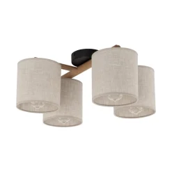 Lampa Sufitowa DEVA Brązowy Beżowy Abażury 4xE27