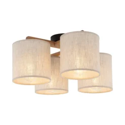 Lampa Sufitowa DEVA Brązowy Beżowy Abażury 4xE27