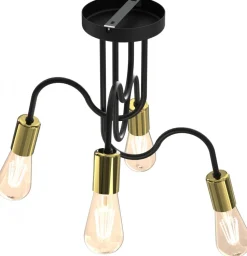 Lampa Sufitowa DOW Czarny Złoty 4xE27