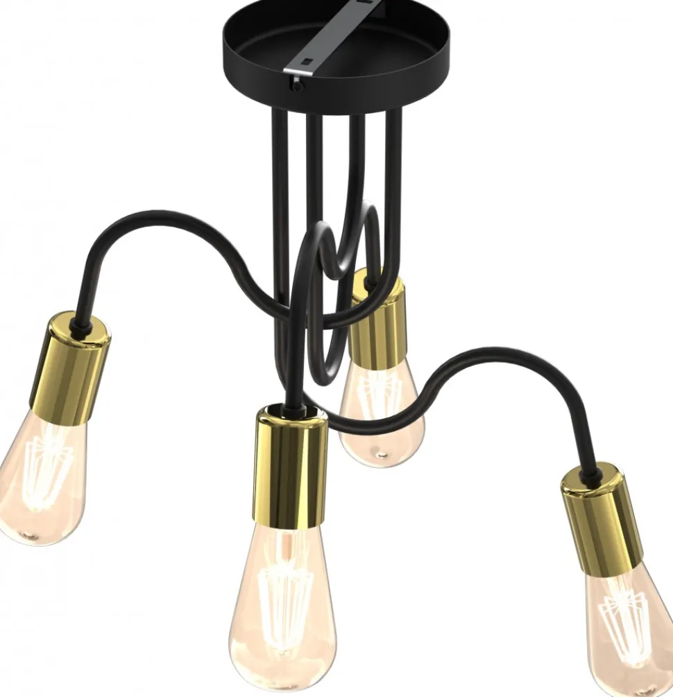 Lampa Sufitowa DOW Czarny Złoty 4xE27