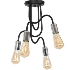 Lampa Sufitowa DOW Czarny Srebrny 4xE27
