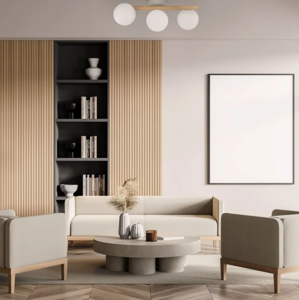 Lampa sufitowa ESTERA WOOD biała sosna 3xG9