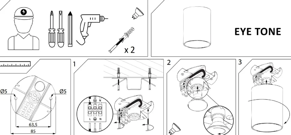Lampa Sufitowa EYE TONE Biały Szary 1xGU10 IP20