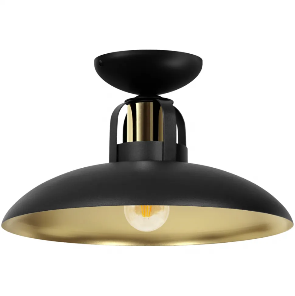 Lampa Sufitowa FELIX Czarny Złoty Metalowy Klosz 1xE27 30cm
