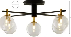 Lampa Sufitowa FIGARO Czarny Transparentny Szklane Klosze 5xG9