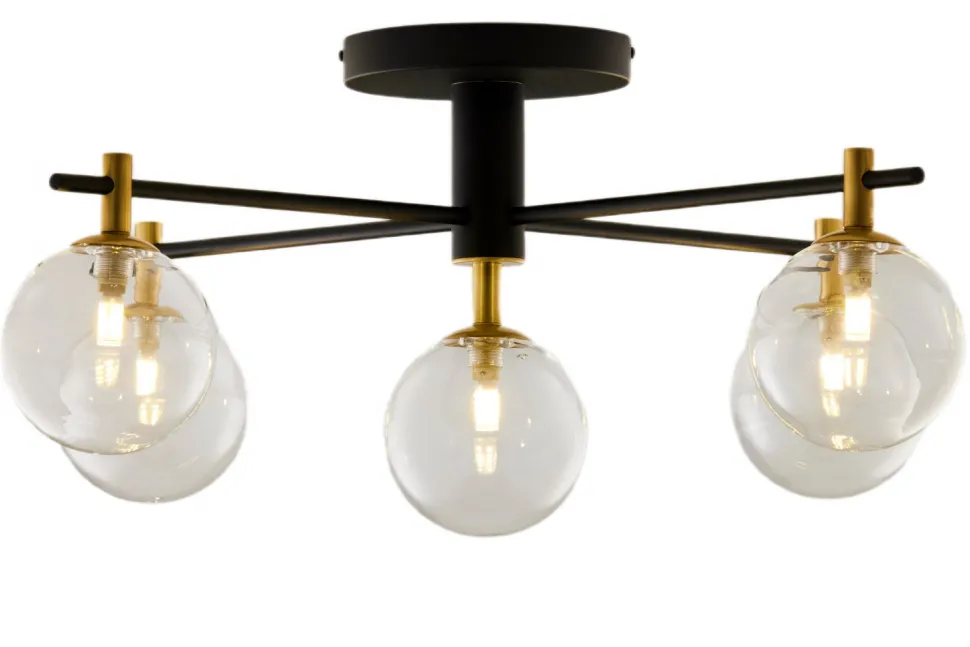 Lampa Sufitowa FIGARO Czarny Transparentny Szklane Klosze 5xG9