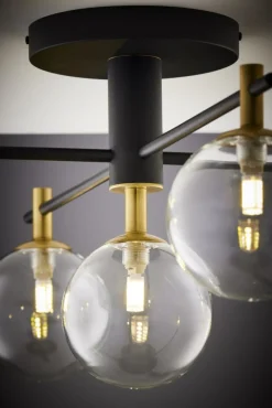 Lampa Sufitowa FIGARO Czarny Transparentny Szklane Klosze 5xG9