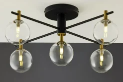 Lampa Sufitowa FIGARO Czarny Transparentny Szklane Klosze 5xG9