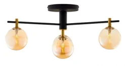 Lampa Sufitowa FIGARO Czarny Bursztynowy Szklane Klosze 4xG9