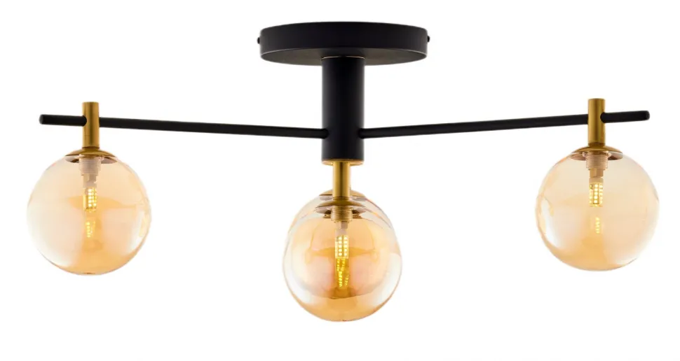 Lampa Sufitowa FIGARO Czarny Bursztynowy Szklane Klosze 4xG9