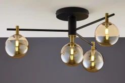 Lampa Sufitowa FIGARO Czarny Bursztynowy Szklane Klosze 4xG9
