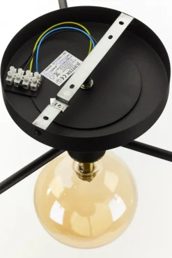 Lampa Sufitowa FIGARO Czarny Bursztynowy Szklane Klosze 4xG9