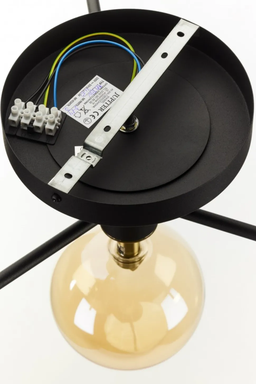 Lampa Sufitowa FIGARO Czarny Bursztynowy Szklane Klosze 4xG9