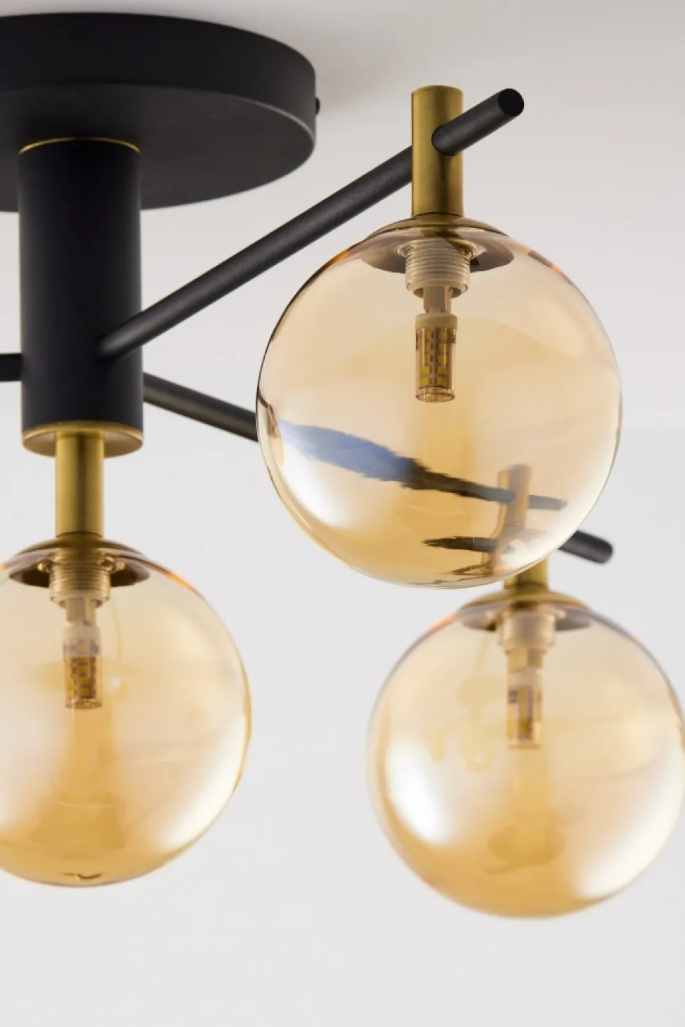 Lampa Sufitowa FIGARO Czarny Bursztynowy Szklane Klosze 4xG9