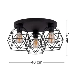 Lampa Sufitowa GALAXY Czarny Metalowe Klosze 3xE27