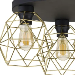 Lampa Sufitowa GALAXY Czarny Złoty Metalowe Klosze 3xE27