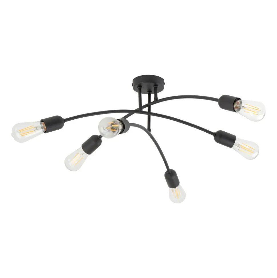 Lampa Sufitowa HELIX Czarny Loft 6xE27
