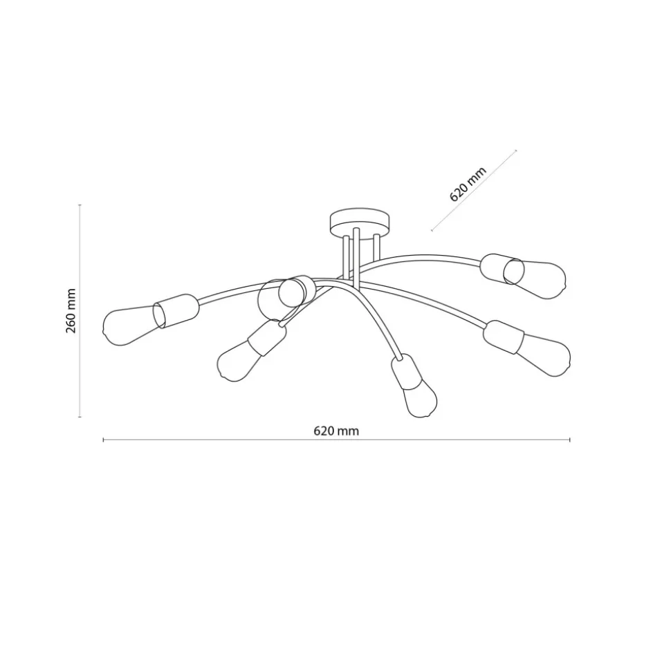 Lampa Sufitowa HELIX Czarny Loft 6xE27