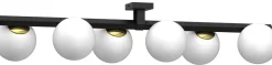 Lampa Sufitowa IDRIS Czarny Złoty Szklany Klosz 6xE27