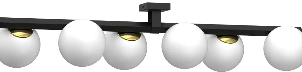 Lampa Sufitowa IDRIS Czarny Złoty Szklany Klosz 6xE27